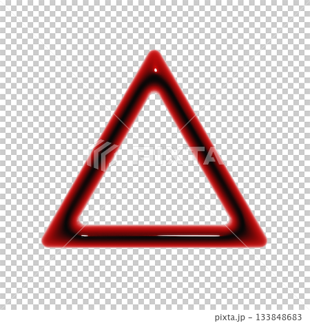 三角形のぷっくりした光沢のある3Dフレーム。血のような赤のデコレーション素材のイラスト 133848683
