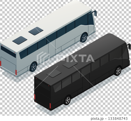 Isometric coach bus rear view 133848743