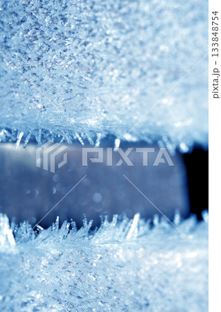 Abstract Frosty Ice Background in Blue natureal frost 133848754