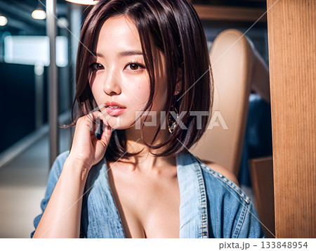 若い女性のポートレート 133848954