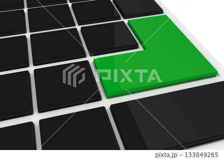 Black keyboard with green key Black keyboard with green key 133849265