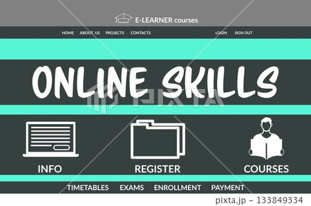 Illustration of e-learning interface on screenのイラスト素材 [133849334] - PIXTA