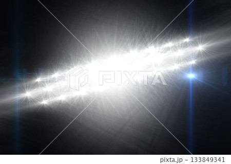 Cluster of white light flares is shining in flat design above dark void overlapping lens flare Cluster of white light flares is shining in flat design above dark void overlapping lens flare 133849341