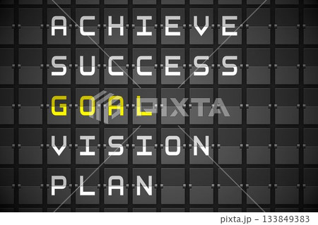 Goal buzzwords on black mechanical board 133849383