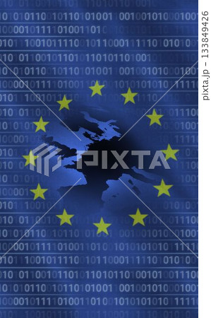 European union flag with binary codesのイラスト素材 [133849426] - PIXTA