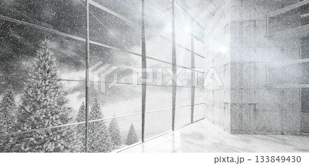 Window overlooking snowy forest 133849430