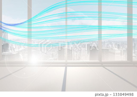 Abstract blue line design in room 133849498