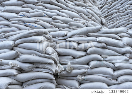 Background of sandbags for flood defense or military use Background of sandbags for flood defense or military use 133849962
