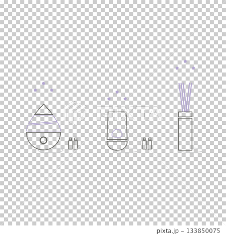 線画で描かれたアロマディフューザーとフレグランスのイラストセット 線画で描かれたアロマディフューザーとフレグランスのイラストセット 133850075