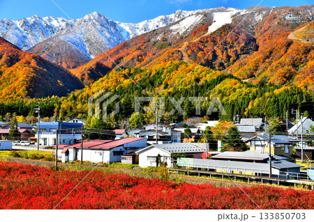 JR大糸線 飯森駅付近より白馬五竜スキー場方面を望む(長野県白馬村)【2025.11】 133850703