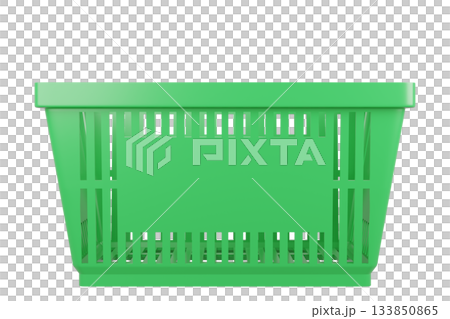 Plastic shopping basket on isolated background. Store empty basket. Supermarket shopping cart. 3d rendering. 133850865