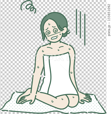 Illustration of a woman in her 40s who gets heat shock after taking a bath Illustration of a woman in her 40s who gets heat shock after taking a bath 133851092