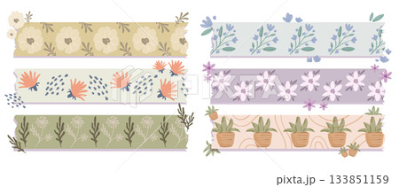 Flower washi tape collection with floral patterns 133851159