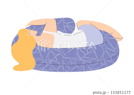 Woman Sleep Embracing Soft Pillow Have Sweet Dreams Vector Illustration Woman Sleep Embracing Soft Pillow Have Sweet Dreams Vector Illustration 133851177