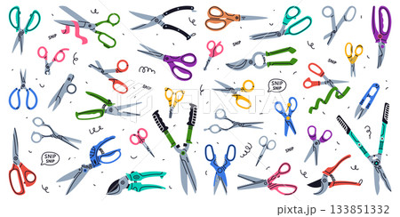 Pair of Scissors as Hand-operated Shearing Tool Vector Set 133851332