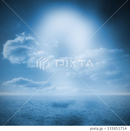 luminous question mark cloud is hovering over flat design ocean scene with rain streaks luminous question mark cloud is hovering over flat design ocean scene with rain streaks 133851714