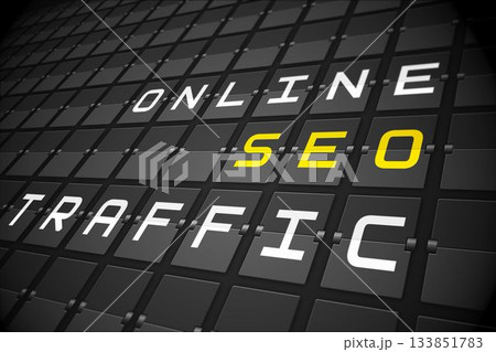 Seo buzzwords on black mechanical board 133851783