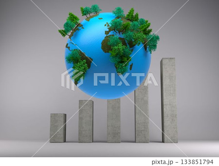 Globe in front of statistic 133851794