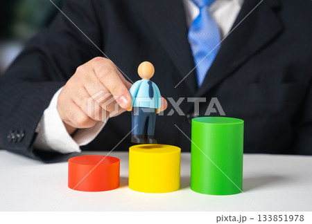 Employee evaluation. Employee promotion. Employee satisfaction. Employee productivity metrics. HR analytics, performance reviews, career development programs and workplace management insights. 133851978