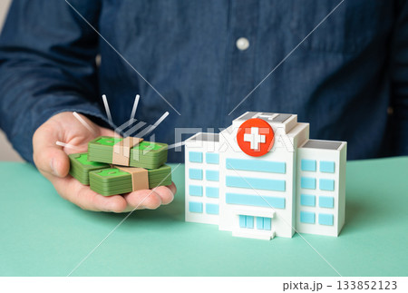 Hospital treatment costs. Medical insurance. Compensation for damage to health. Healthcare finance, patient rights, risk coverage and medical policy. 133852123