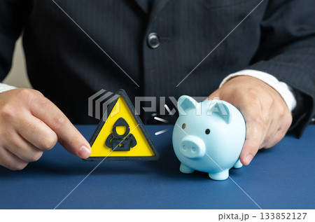 Hacker threat to savings and crypto assets. Cybersecurity alerts, digital finance risks, online fraud prevention and crypto market protection. 133852127
