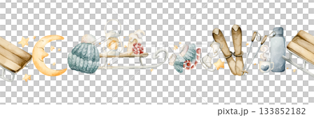 Sleigh, skis, ice skates, winter funs seamless border. Watercolor hand drawn illustration isolated on white background or cozy sport design Christmas card kids fabric holiday textile nursery banner Sleigh, skis, ice skates, winter funs seamless border. Watercolor hand drawn illustration isolated on white background or cozy sport design Christmas card kids fabric holiday textile nursery banner 133852182