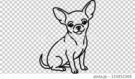 面對前面的吉娃娃坐的插圖 面對前面的吉娃娃坐的插圖 133852308