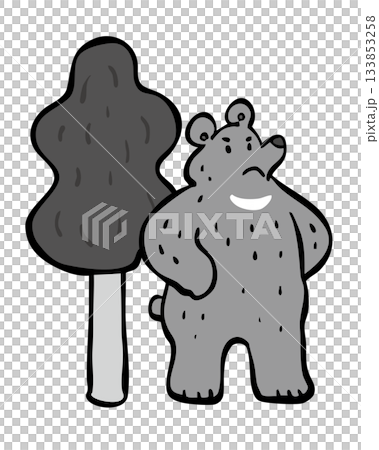 站立的熊和樹_單色熊熊熊 133853258