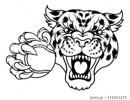 Jaguar Leopard Cheetah Panther Tennis Mascot Jaguar Leopard Cheetah Panther Tennis Mascot 133853275