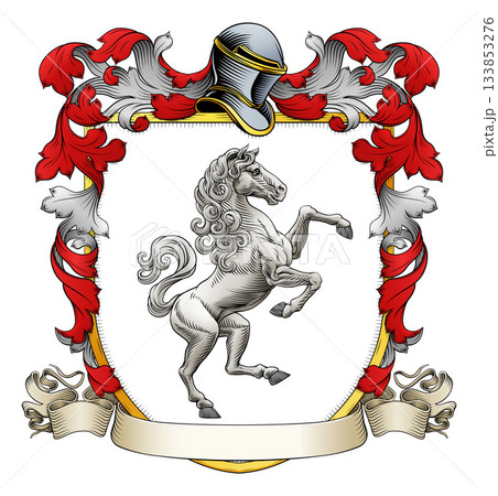 Coat of Arms Crest Horse Heraldic Medieval Shield 133853276