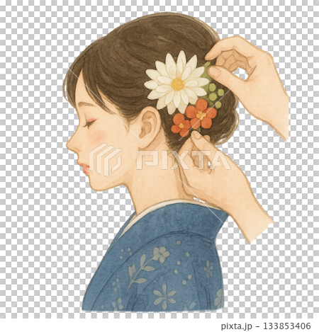 Women in traditional Japanese clothing, hair accessories, hair set 133853406