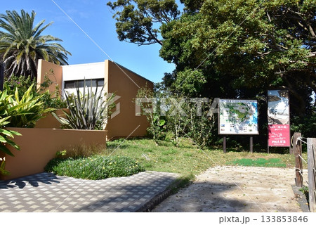 熱海市　初島のアジアンガーデンに隣接する周遊路と観光案内板 133853846