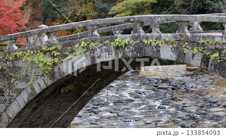 秋月眼鏡橋のある秋の終わりの景色 133854093