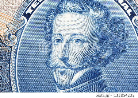 Pedro I of Brazil a closeup portrait from Brazilian money Pedro I of Brazil a closeup portrait from Brazilian money 133854238
