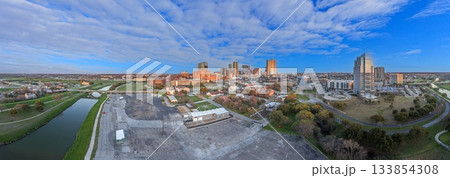 Drone view of Fort Worth skyline and Trinity River landscape 133854308