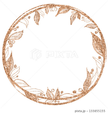 Elegant botanical wreath, metallic texture, detailed foliage, ideal for cards, branding elements, wedding stationery, seasonal layouts, decorative frames, packaging designs, refined graphic projects Elegant botanical wreath, metallic texture, detailed foliage, ideal for cards, branding elements, wedding stationery, seasonal layouts, decorative frames, packaging designs, refined graphic projects 133855155