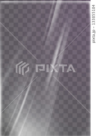 Glossy vertical plastic wrap texture with transparent file effect for packaging or document overlay 133855184