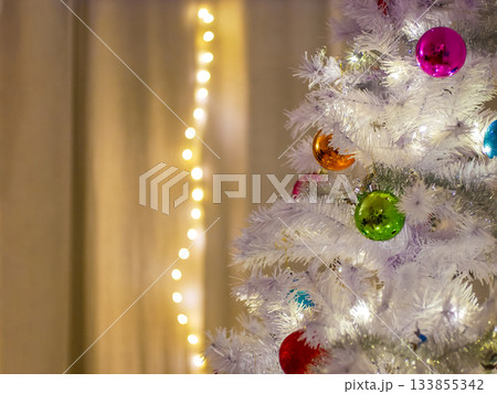 White Christmas Tree with Colorful Ornaments White Christmas Tree with Colorful Ornaments 133855342