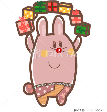 かわいい人気動物キャラクターイラスト素材セット【うさぎ】全身 133855475