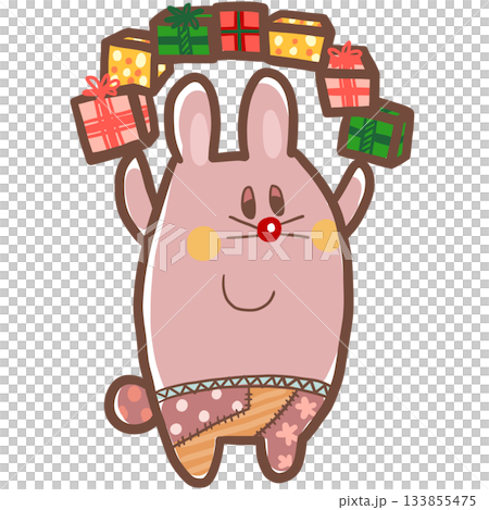 かわいい人気動物キャラクターイラスト素材セット【うさぎ】全身 133855475