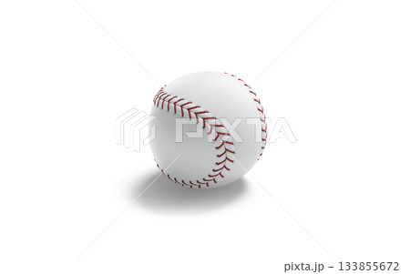 Blank white baseball ball with red seam mockup png, transparent background, 3d rendering. Empty leather fastball for american game mock up. Clear basebal bal for pitch or throw template. 133855672