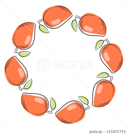 Mango wreath in flat style isolated on a white background. 133855755
