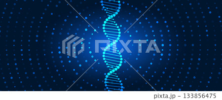 Molecule model with hexagons, DNA strands, connected neural web 133856475