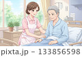 高齢者を介護する女性介護士 133856598