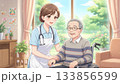 自宅へ訪問介護する女性介護士 133856599
