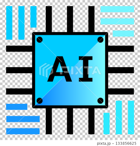Icon of an AI brain processing data with a futuristic high-performance CPU 133856625