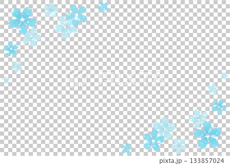 Light blue cherry blossom and light particle frame Light blue cherry blossom and light particle frame 133857024