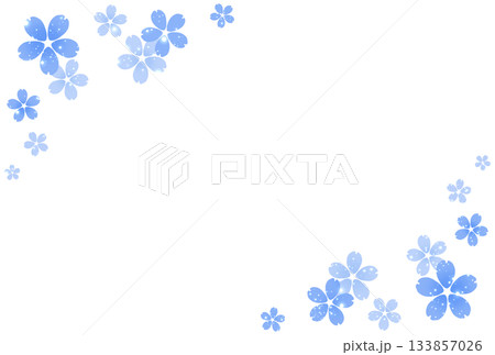 青色の桜と光の粒のフレーム 133857026