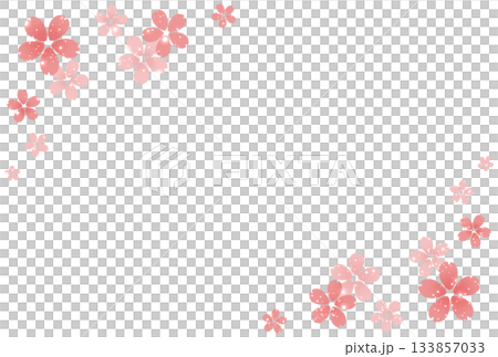 Pink cherry blossom and light particle frame 133857033