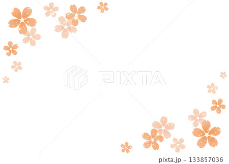 オレンジ色の桜と光の粒のフレーム 133857036